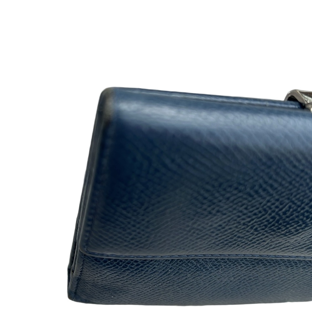 Bally Navy Blue Compact Leather Wallet with Silver Hardware EUC - Picture 8 of 13